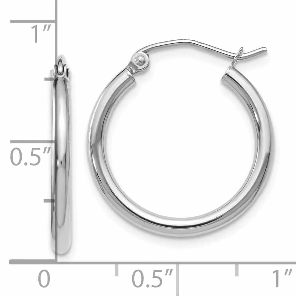 10kt White Gold Polished Hinged Hoop Earrings