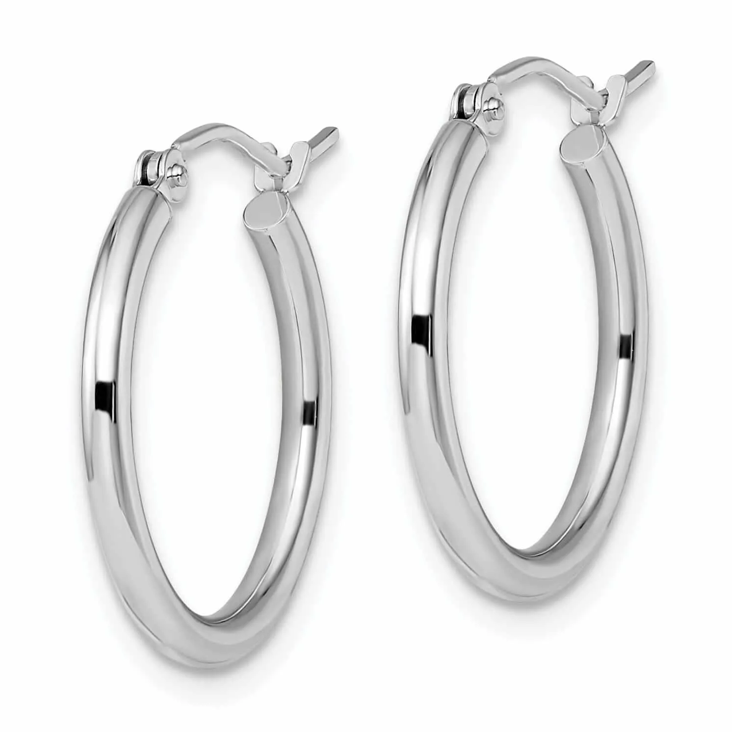 10kt White Gold Polished Hinged Hoop Earrings