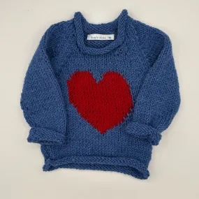 12 M Denim Blue Acrylic Knit Sweater with Heart