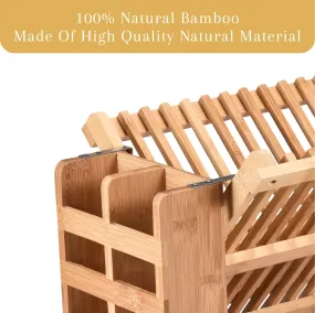 2lb Depot Bamboo Dish Drying Rack - Collapsible Wooden Drainer For Kitchen