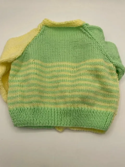 4 Y Mint and Lemon Colorblock Acrylic Knit Cardigan