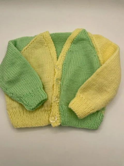 4 Y Mint and Lemon Colorblock Acrylic Knit Cardigan