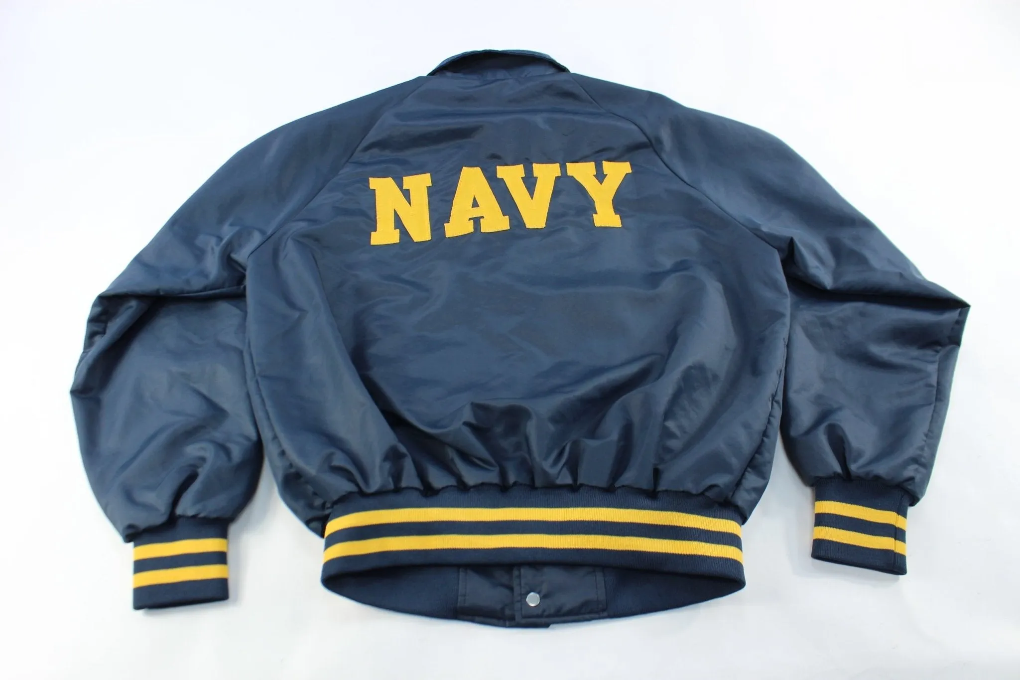 80's Embroidered Navy Bomber Jacket