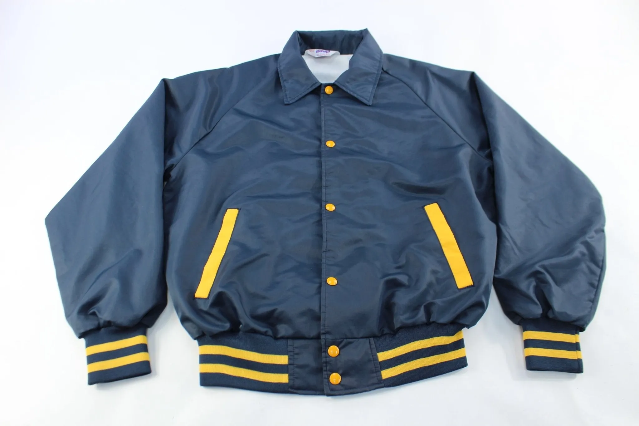 80's Embroidered Navy Bomber Jacket