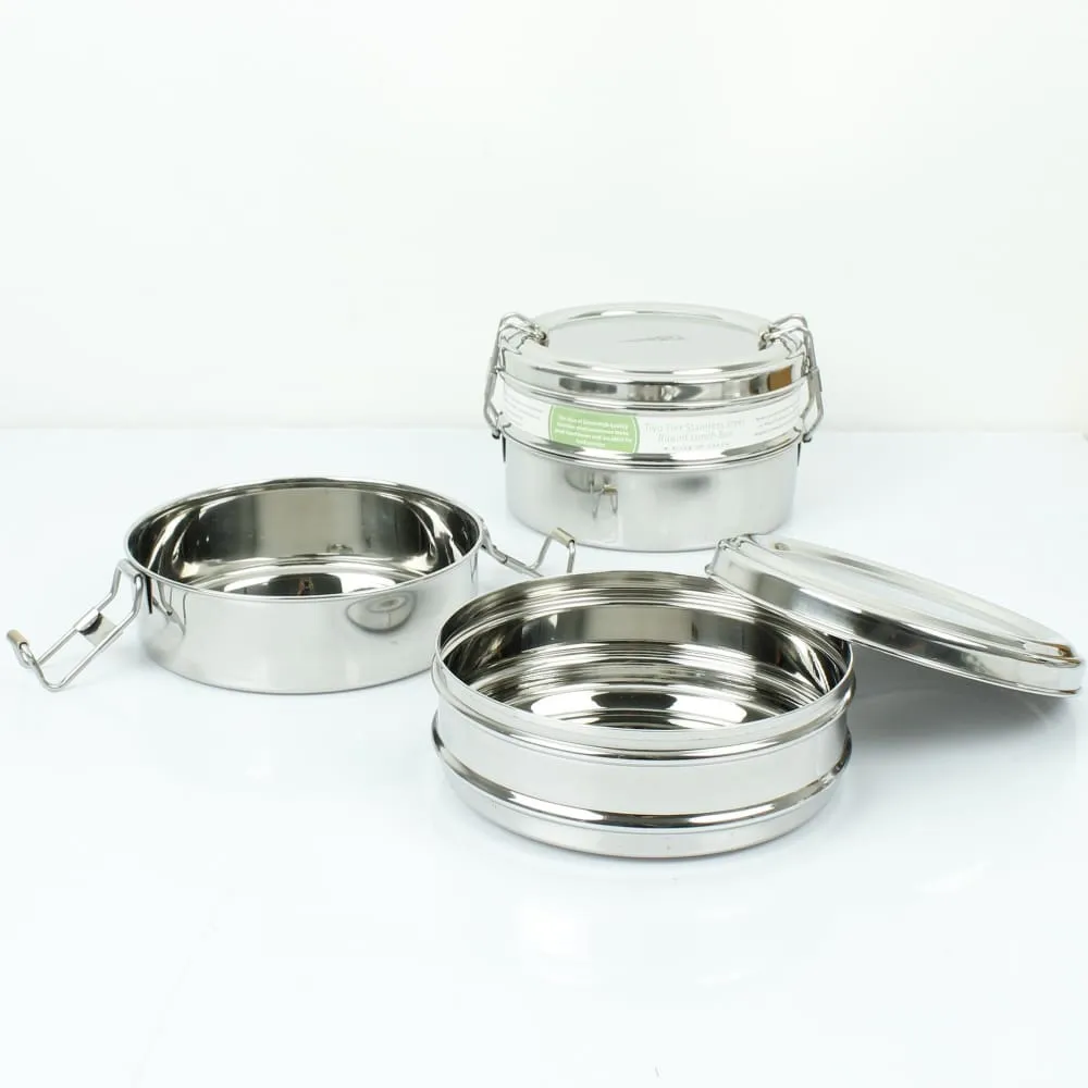 A Slice of Green Stainless Steel Two Tier Round Lunch Box