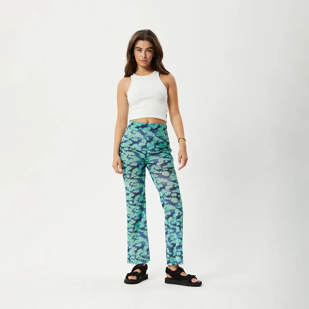 AFENDS Womens Liquid - High Waisted Sheer Pants - Jade Floral