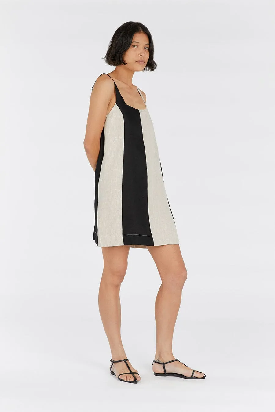 AGI NATURAL COLOUR BLOCK MINI DRESS