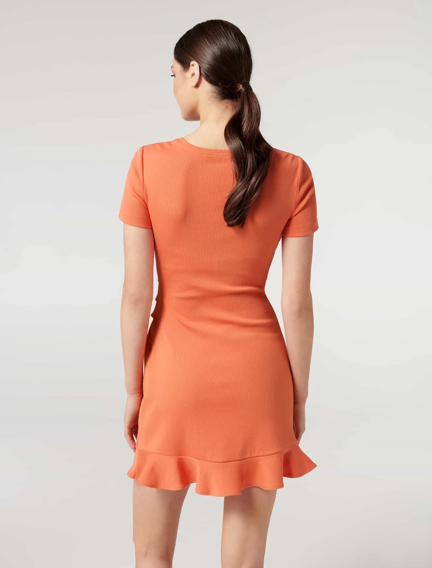 Annie Rib Short Sleeve Frill Dress