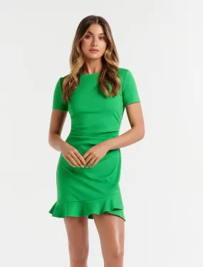 Annie Rib Short Sleeve Frill Dress