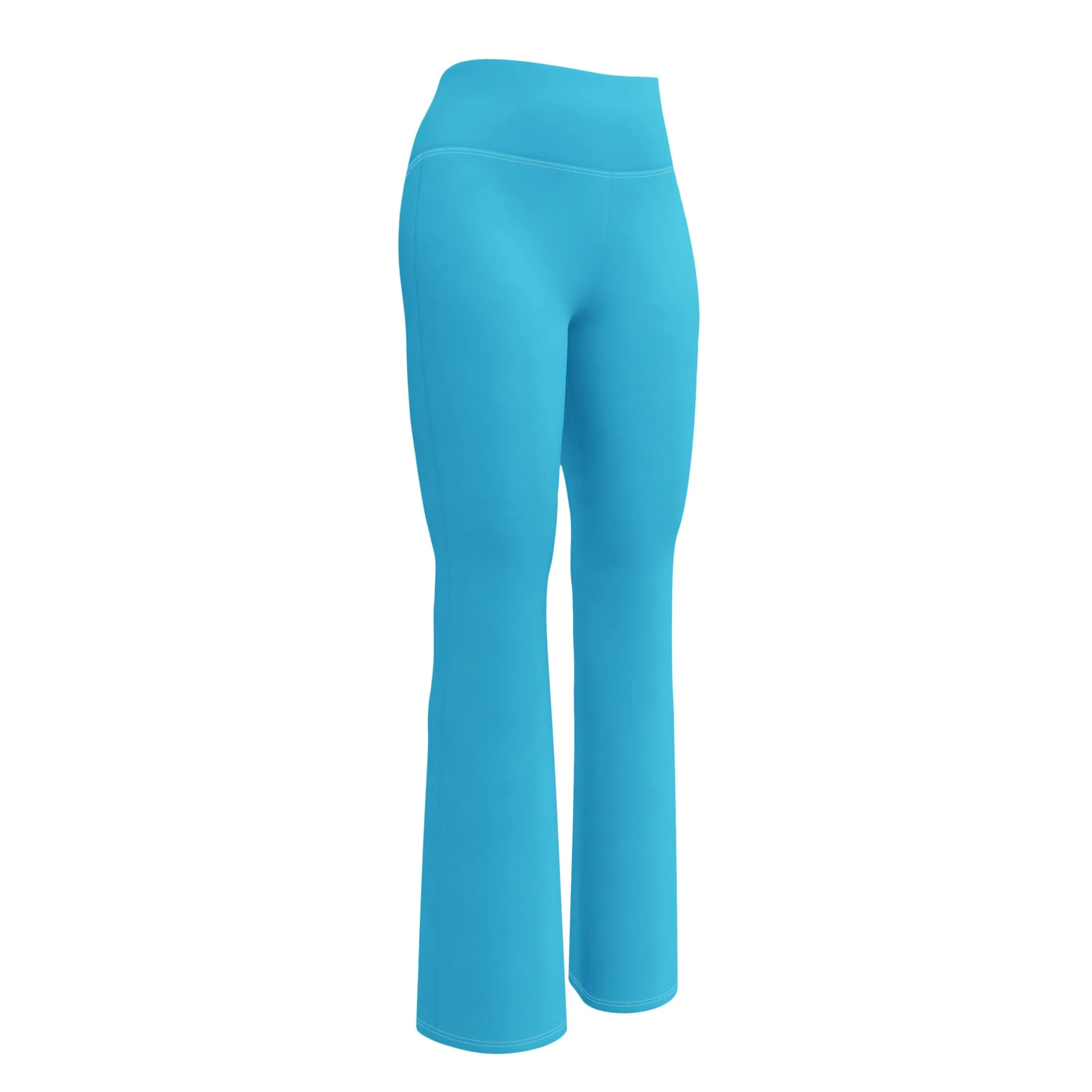 Aqua Blue Flare Leggings with Extremely Stoked Epic Wave Logo