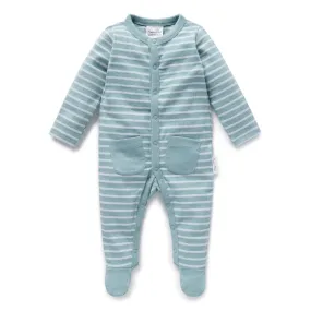 Aster and Oak Stripe Rib Footed Romper