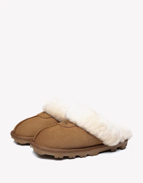 Australian Shepherd Double-Faced Sheepskin UGG Unisex Slippers Waffle Scuff Water Resistant