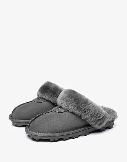 Australian Shepherd Double-Faced Sheepskin UGG Unisex Slippers Waffle Scuff Water Resistant