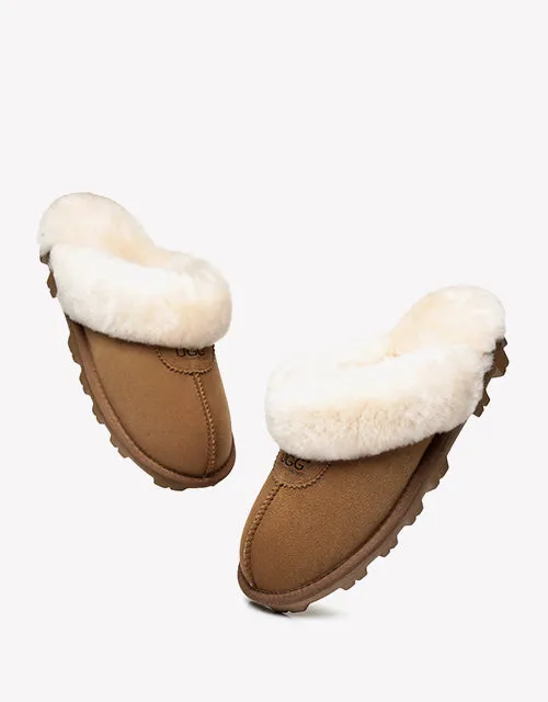 Australian Shepherd Double-Faced Sheepskin UGG Unisex Slippers Waffle Scuff Water Resistant