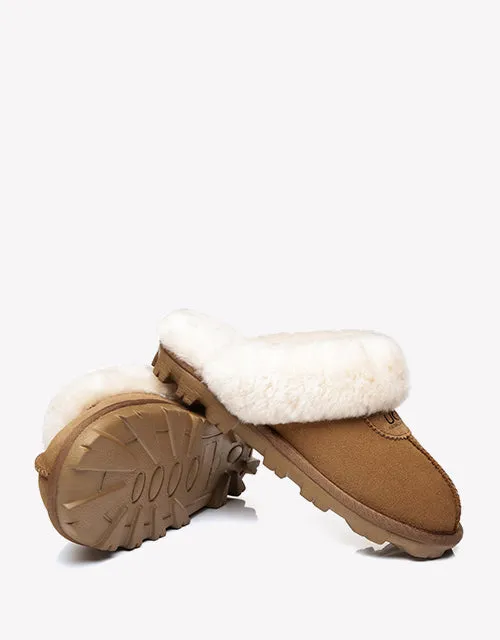 Australian Shepherd Double-Faced Sheepskin UGG Unisex Slippers Waffle Scuff Water Resistant