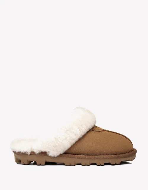 Australian Shepherd Double-Faced Sheepskin UGG Unisex Slippers Waffle Scuff Water Resistant