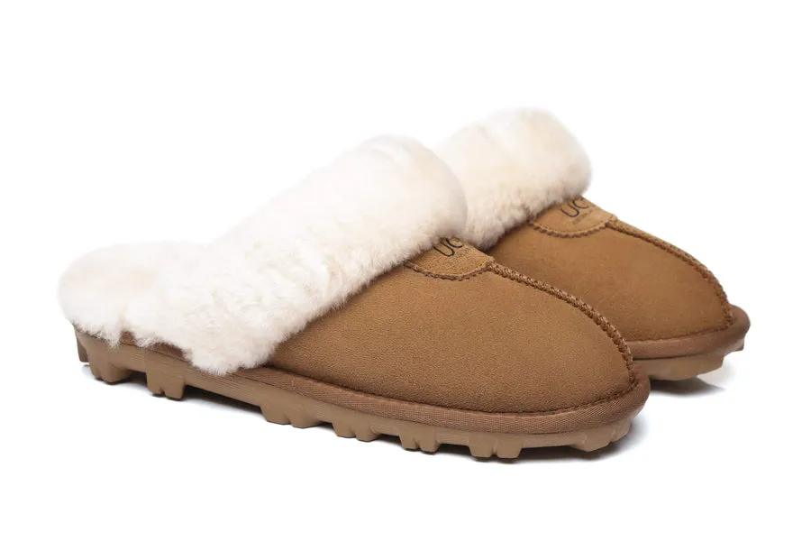 Australian Shepherd Double-Faced Sheepskin UGG Unisex Slippers Waffle Scuff Water Resistant