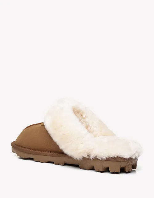 Australian Shepherd Double-Faced Sheepskin UGG Unisex Slippers Waffle Scuff Water Resistant