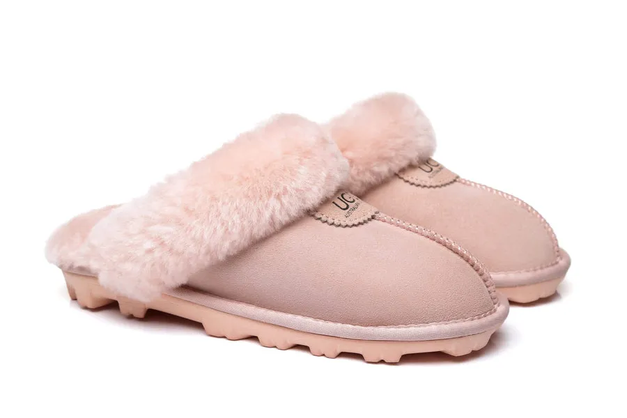 Australian Shepherd Double-Faced Sheepskin UGG Unisex Slippers Waffle Scuff Water Resistant