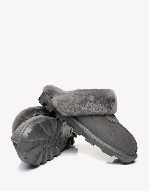 Australian Shepherd Double-Faced Sheepskin UGG Unisex Slippers Waffle Scuff Water Resistant