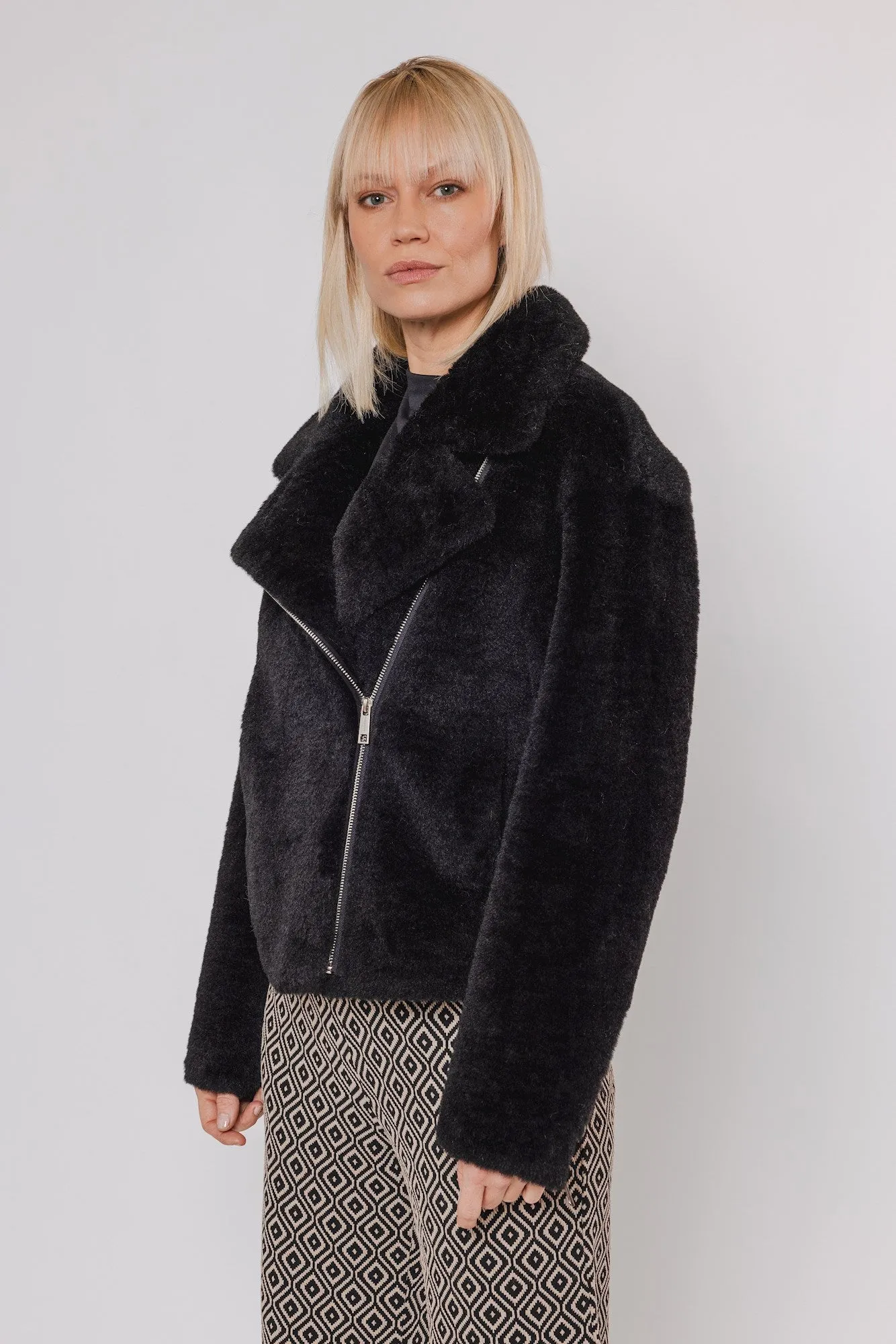 Bailo Black Faux Fur Biker