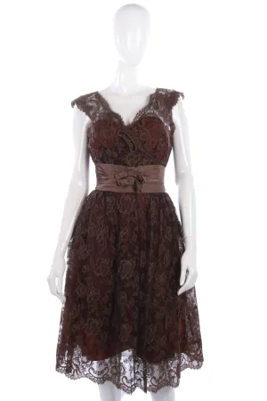 Beautiful 1950's brown lace dress size S