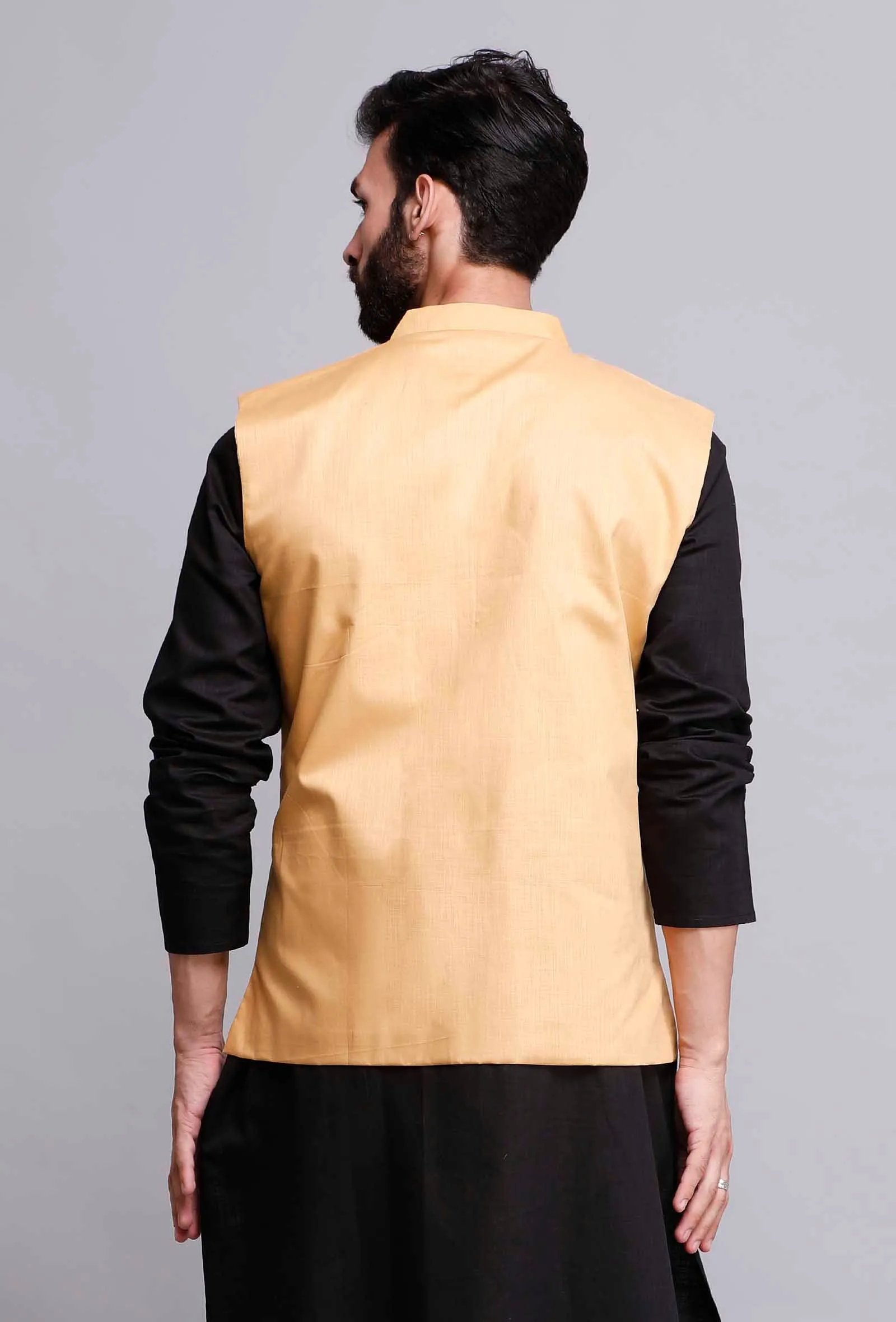 Beige Cotton Nehru Jacket