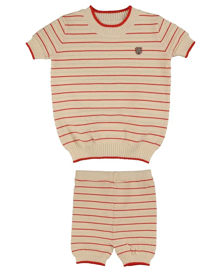 Belati Coral Textured Stripe 2PC