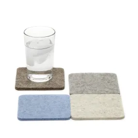 Bierfilzl Merino Wool Felt Square Coaster Multi 4 Pack in Cobblestone