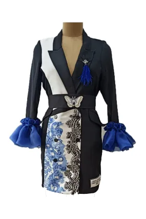 Black Blue Mykonos Blazer Dress