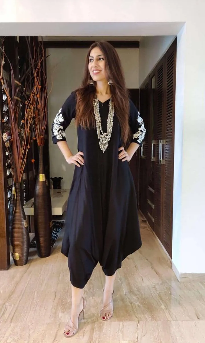 Black Embroidery Jumpsuit