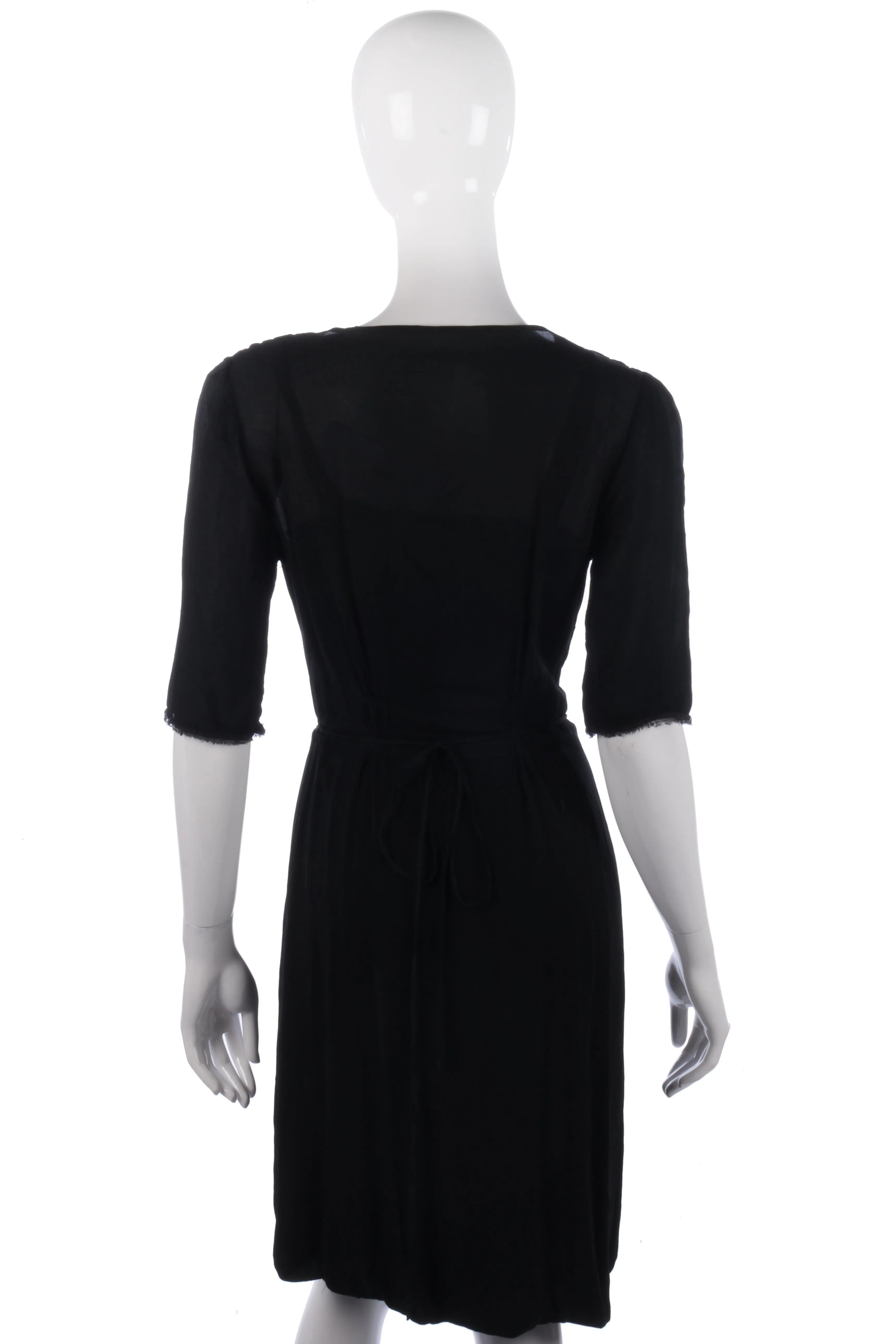 Black wrap style dress with lace detail size 12