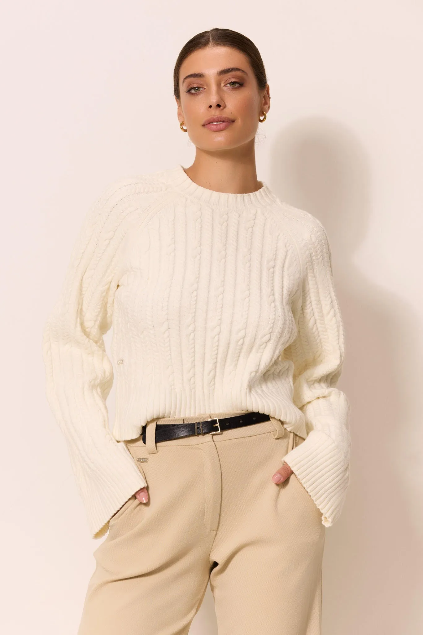 BLAKE cable knit crewneck sweater - Marshmellow