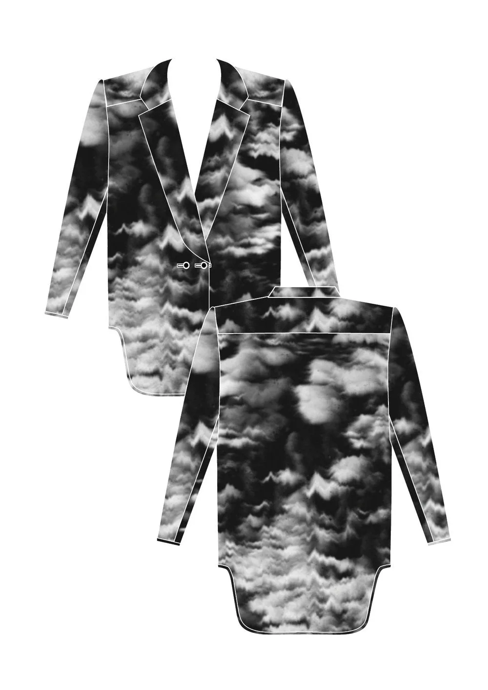 BLAZER/BLOUSE - VISCOSE print cloud black / white