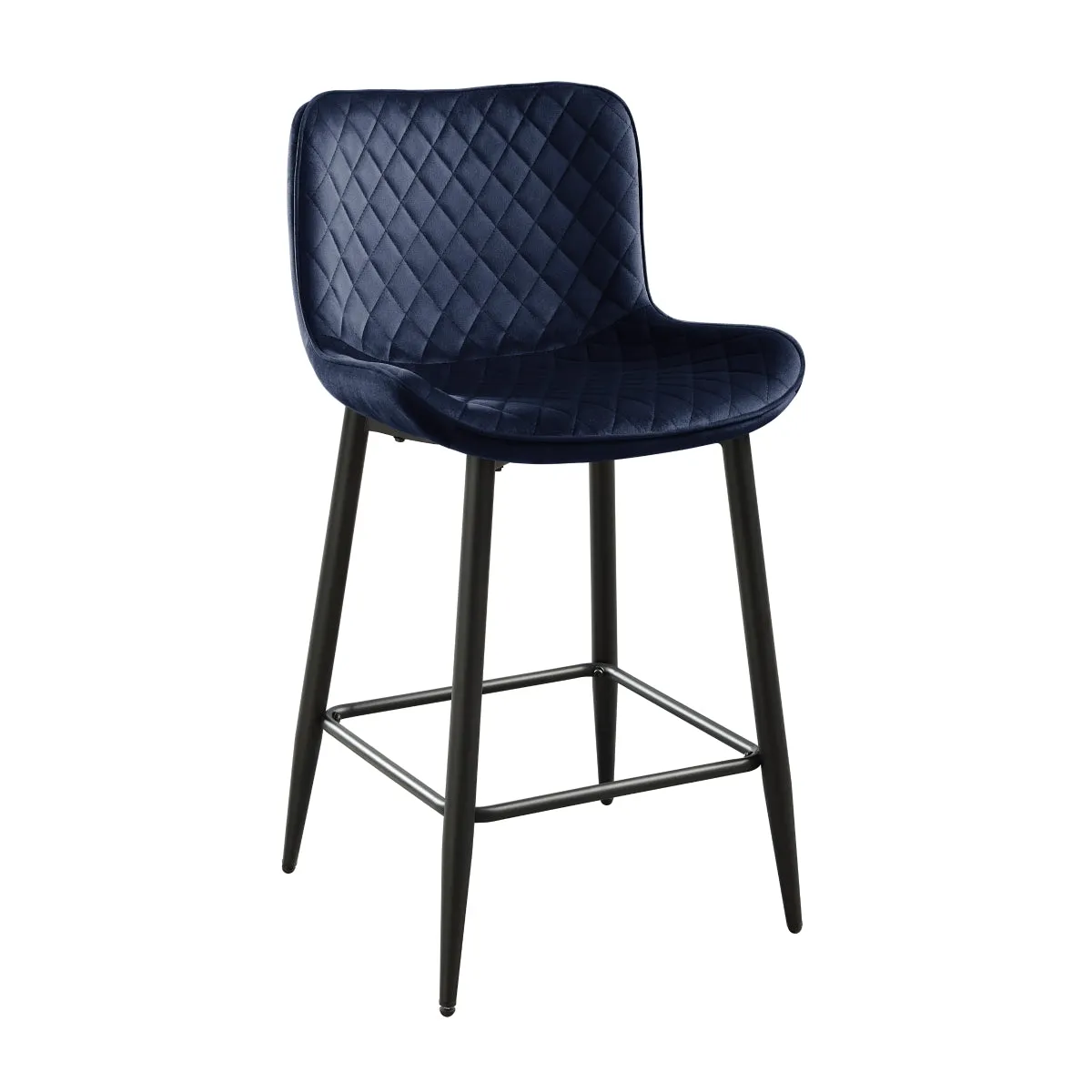 Blue Velvet Counter Height Chair with Quilted Stitching - 24" - Set of 2