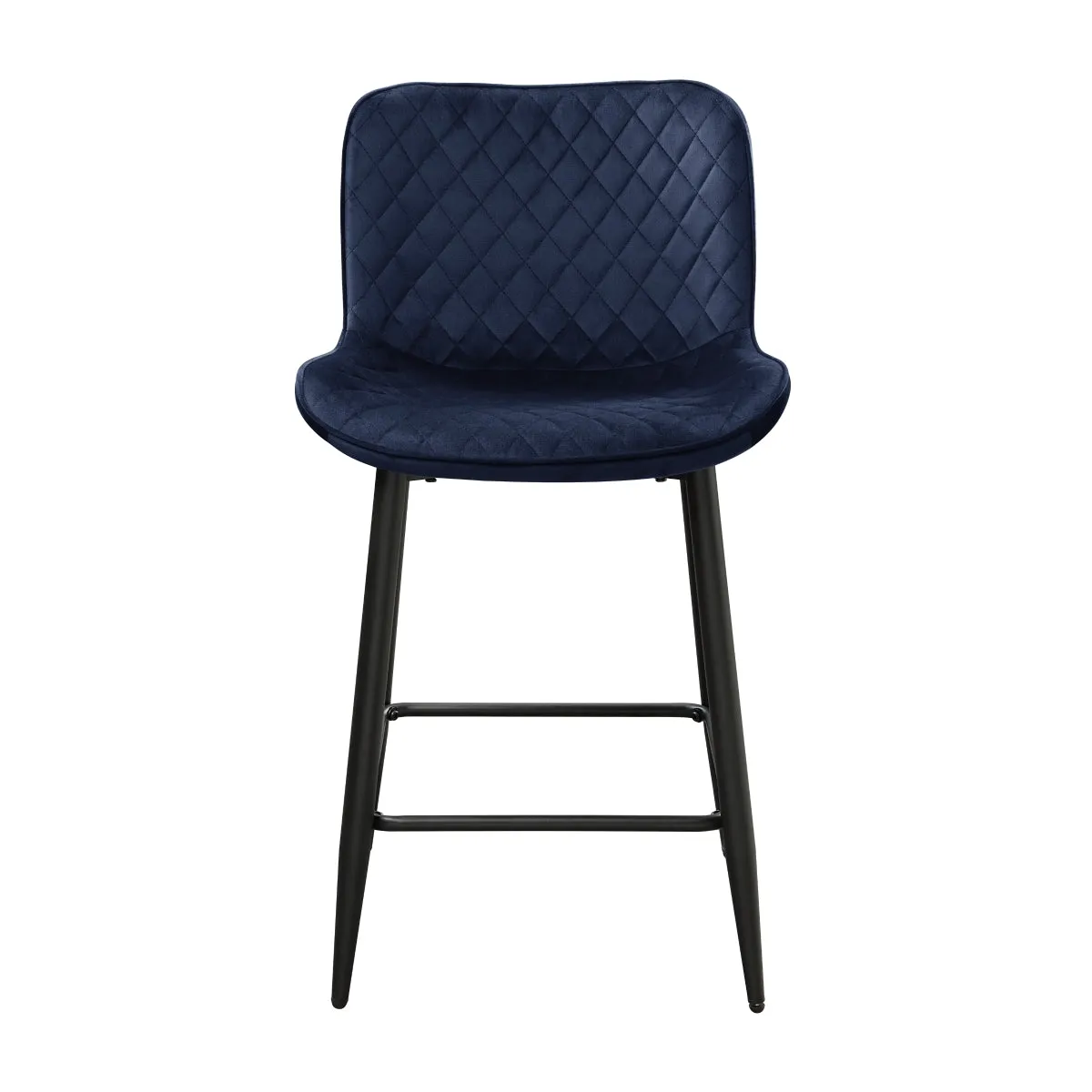 Blue Velvet Counter Height Chair with Quilted Stitching - 24" - Set of 2