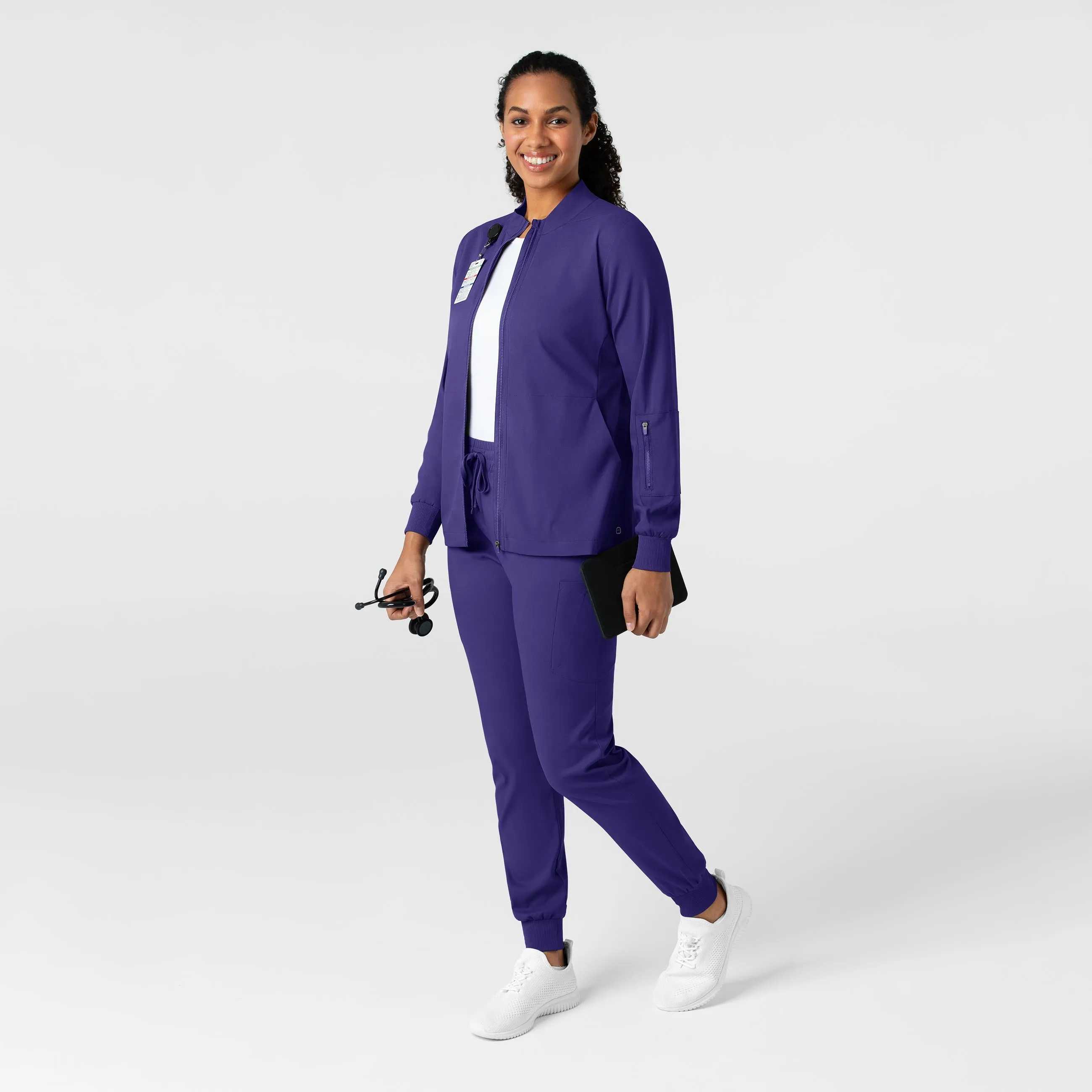 Boundless Women's Warm Up Scrub Jacket - Grape