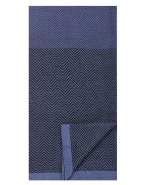 Box-Packaged Men's Uptown Premium Knit Color Blocked Herringbone Scarf - Navy/Black