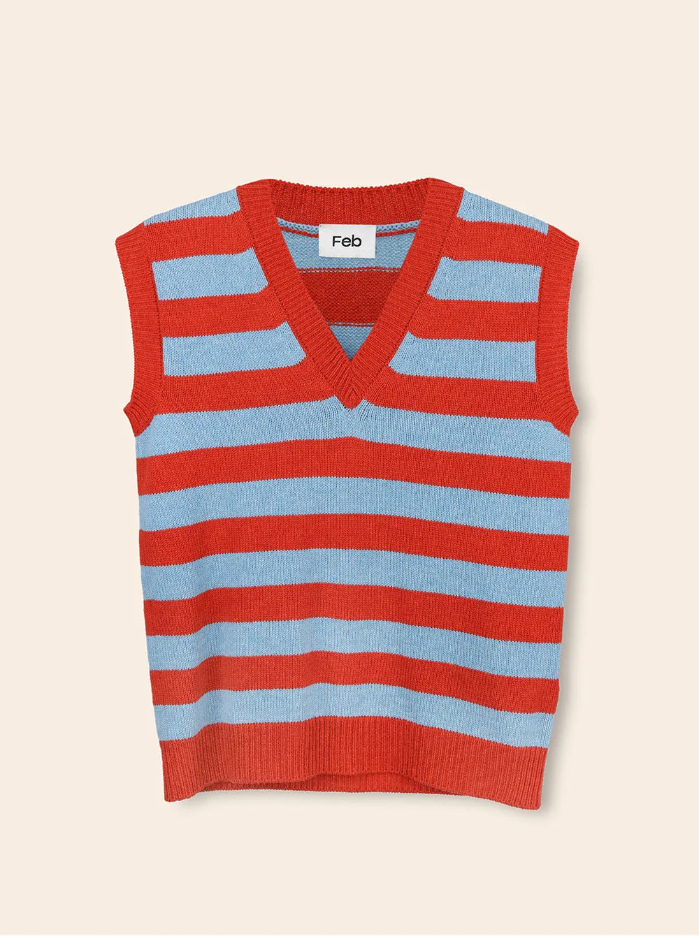 Brick Red & Blue Striped Vest