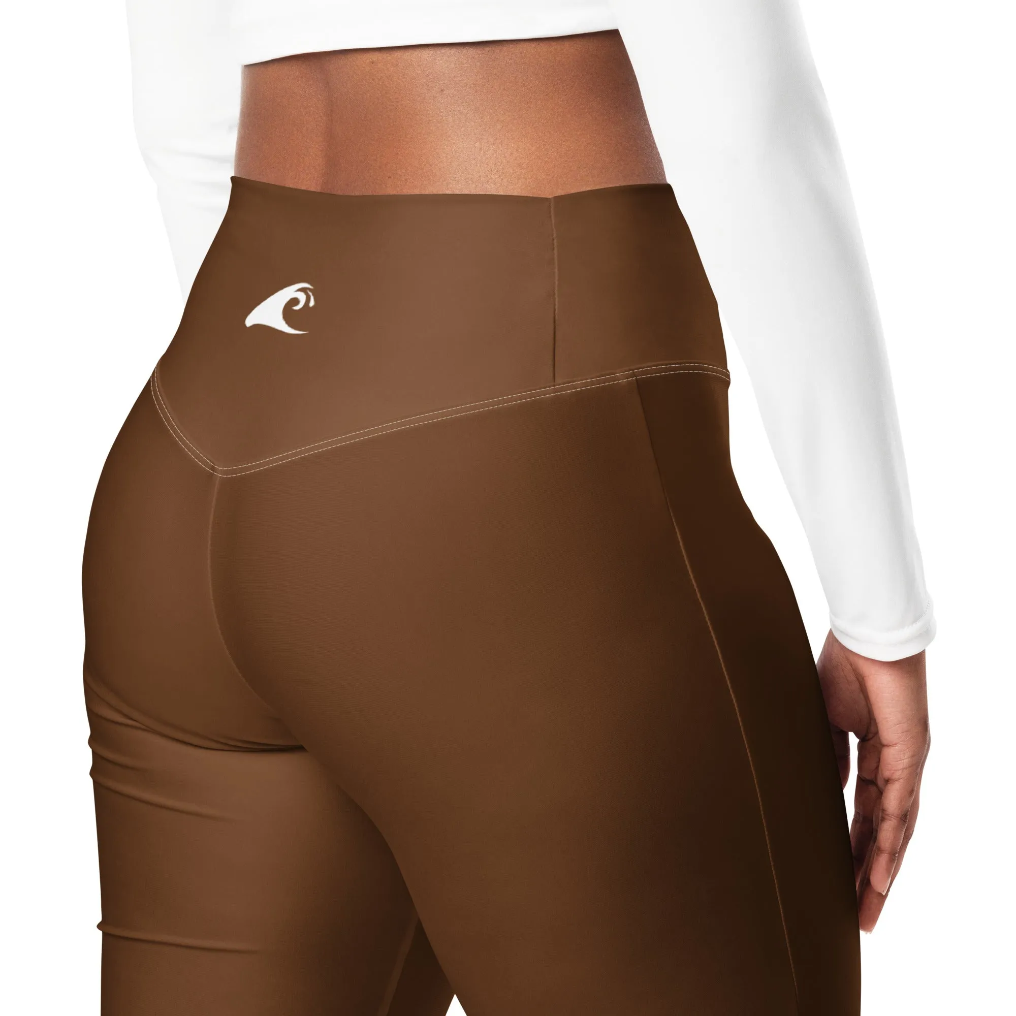 Brown Flare Leggings with Extremely Stoked Epic Wave Logo