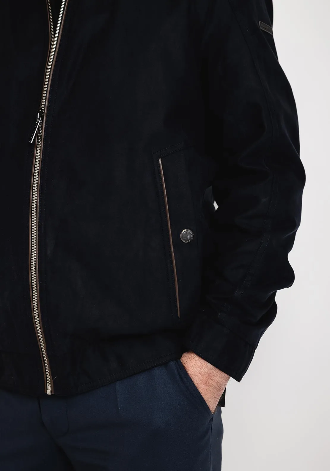 Bugatti Premium Suede Bomber Jacket, Navy