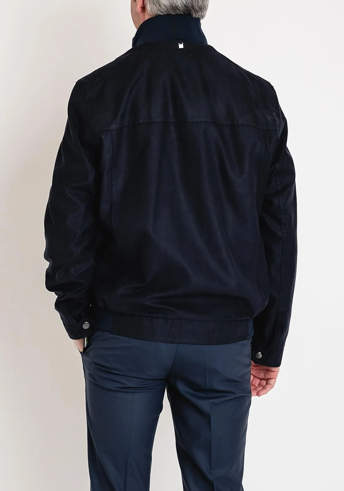 Bugatti Premium Suede Bomber Jacket, Navy