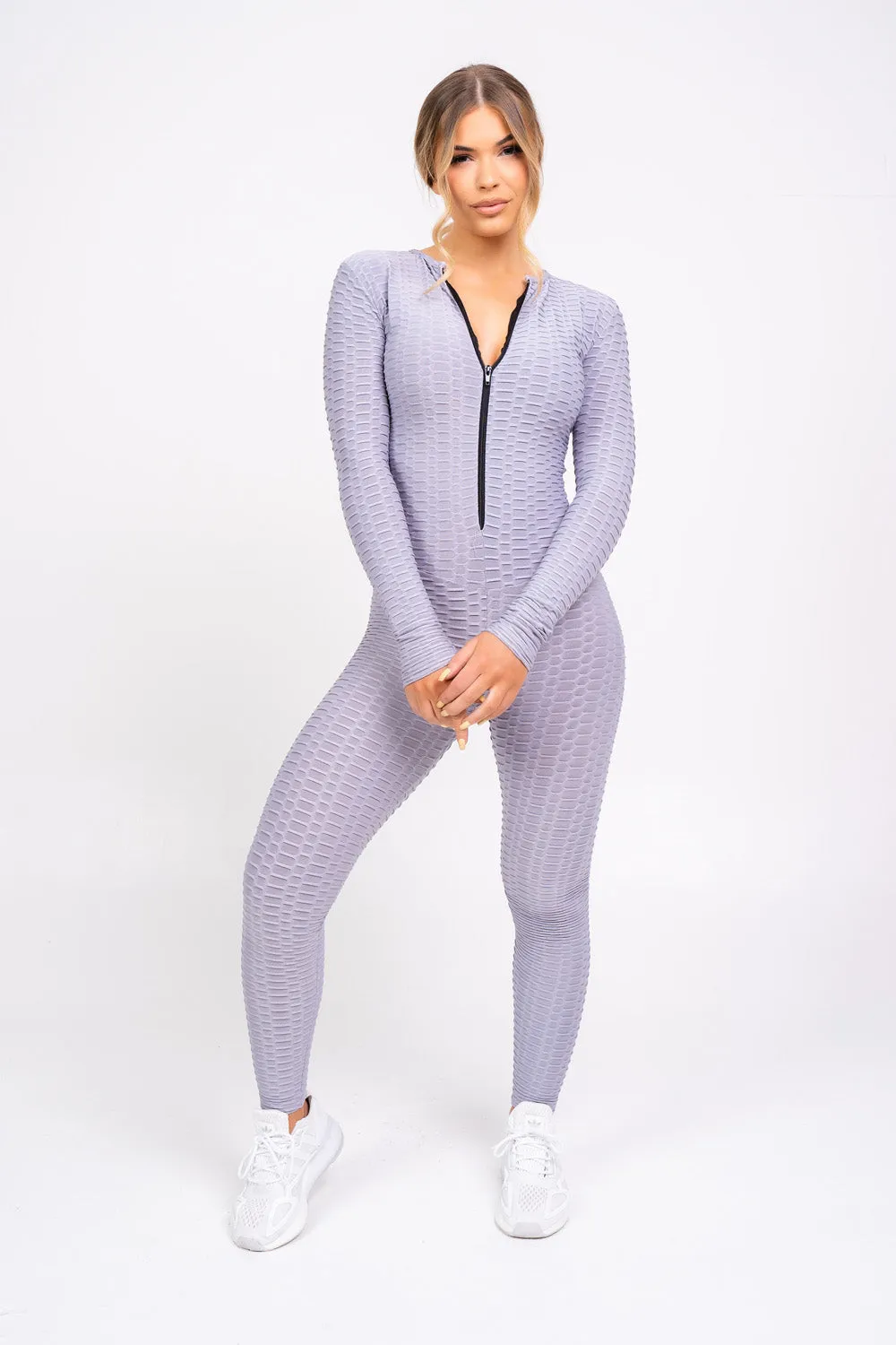 Cali Grey Honeycomb Contouring Push Up Jumpsuit Romper