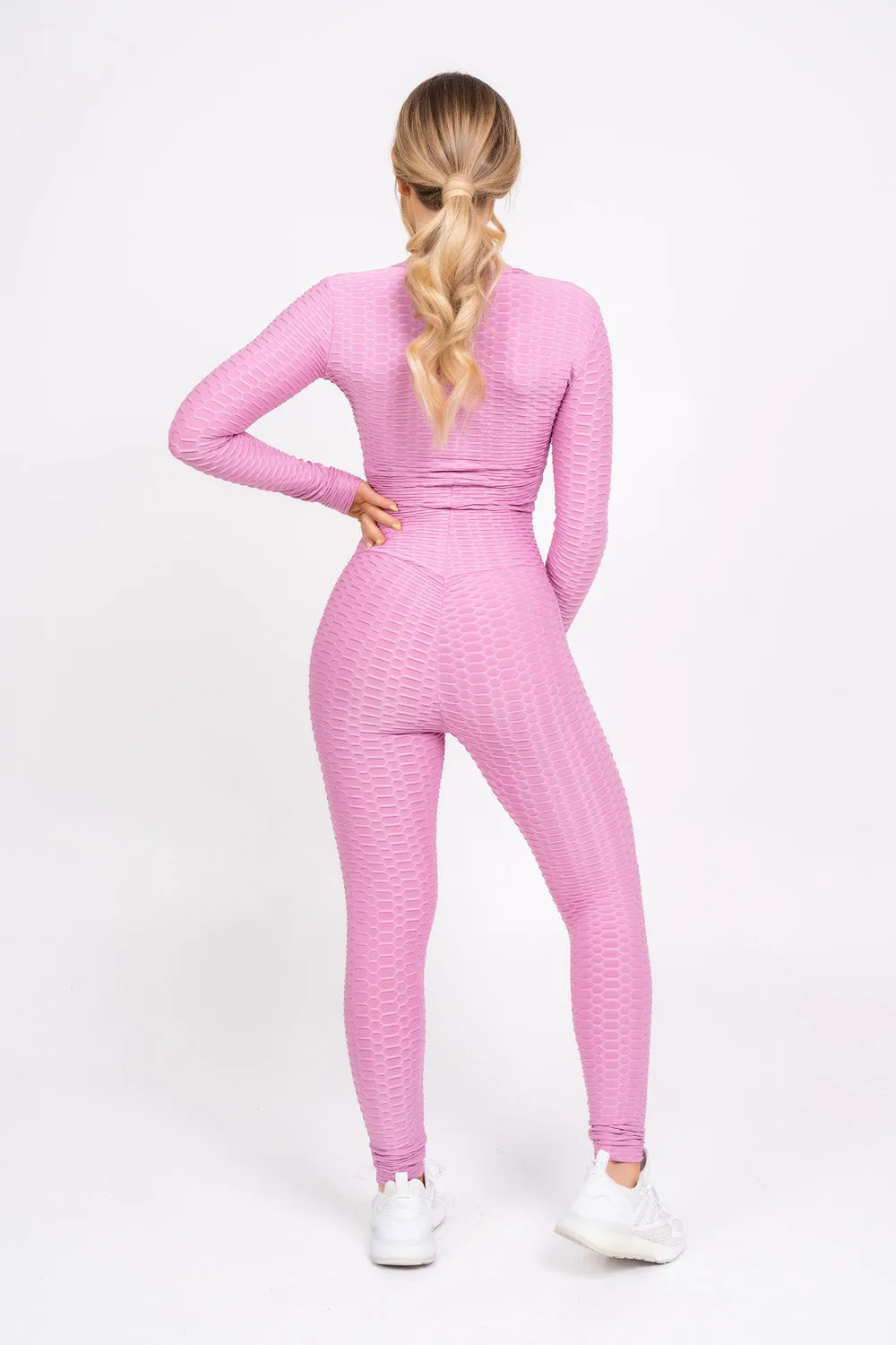 Cali Hot Pink Honeycomb Contouring Push Up Jumpsuit Romper