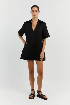 CANDICE BLACK LINEN SMOCK DRESS