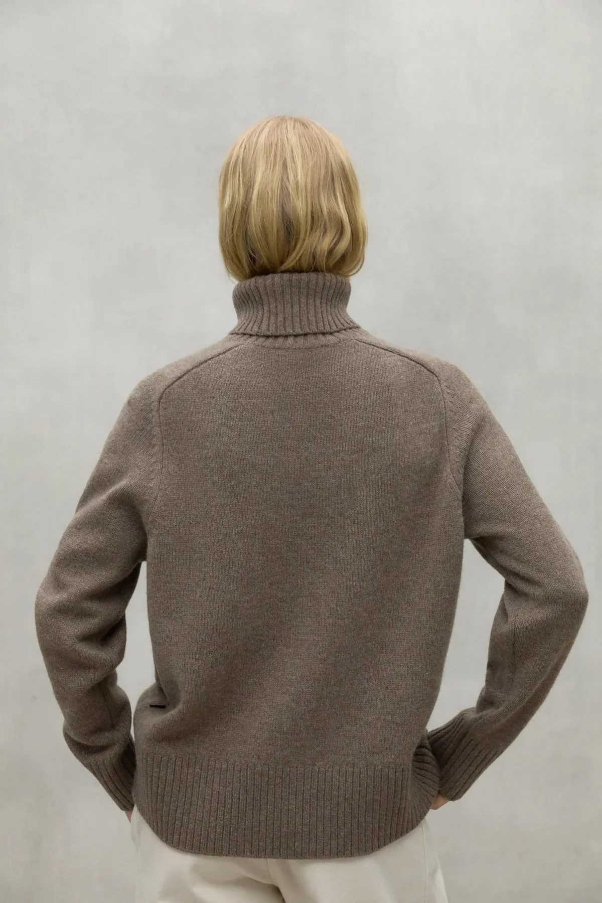 Caqui Brown Melange Roll neck Sweater