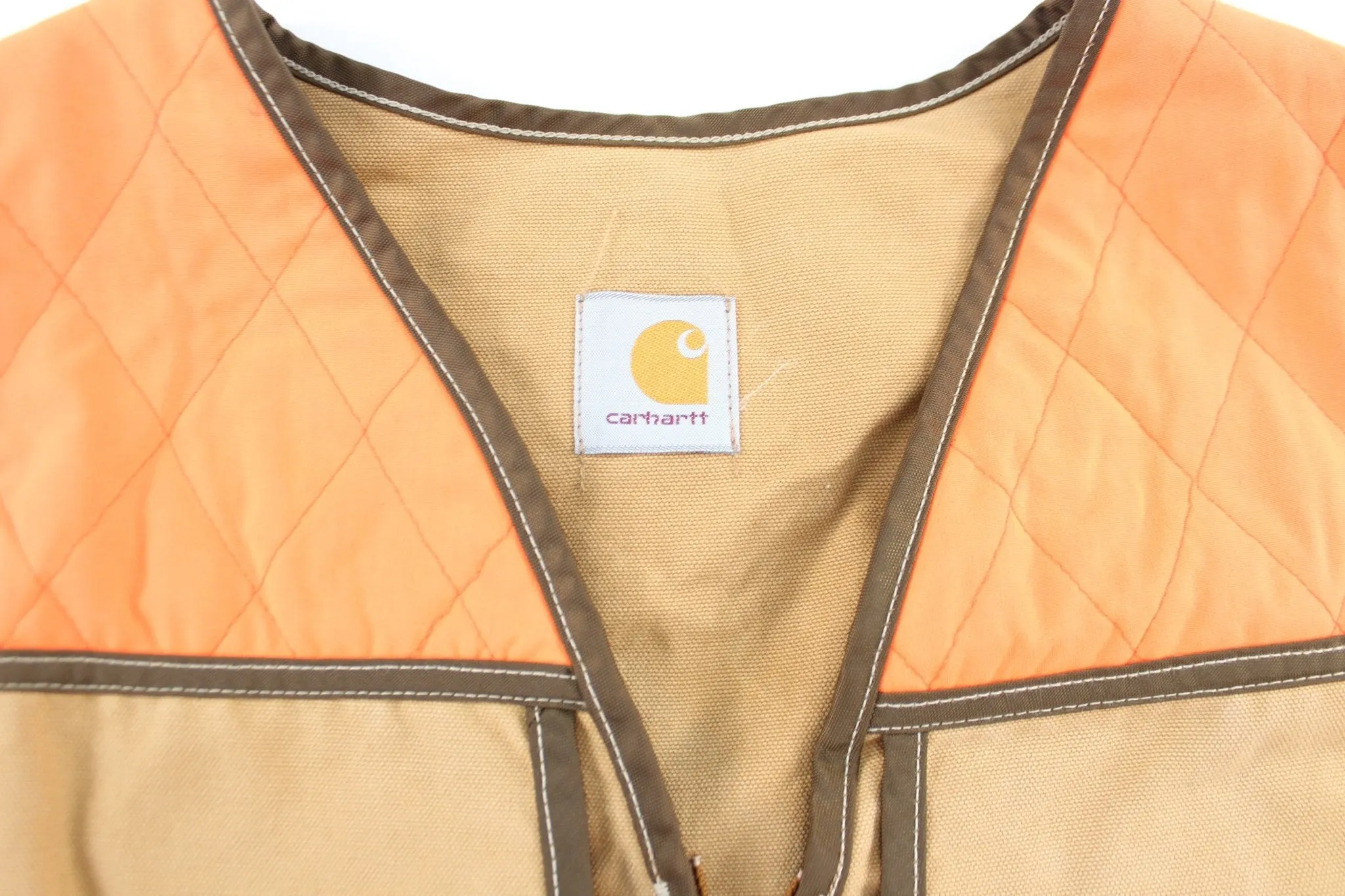 Carhartt Logo Patch Tan & Orange Zip Up Vest