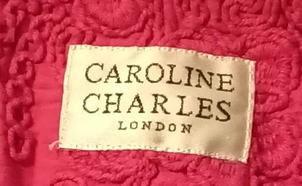 Caroline Charles London Vintage Cerise Embroidered Lined Jacket UK 16 US 12 EU 44