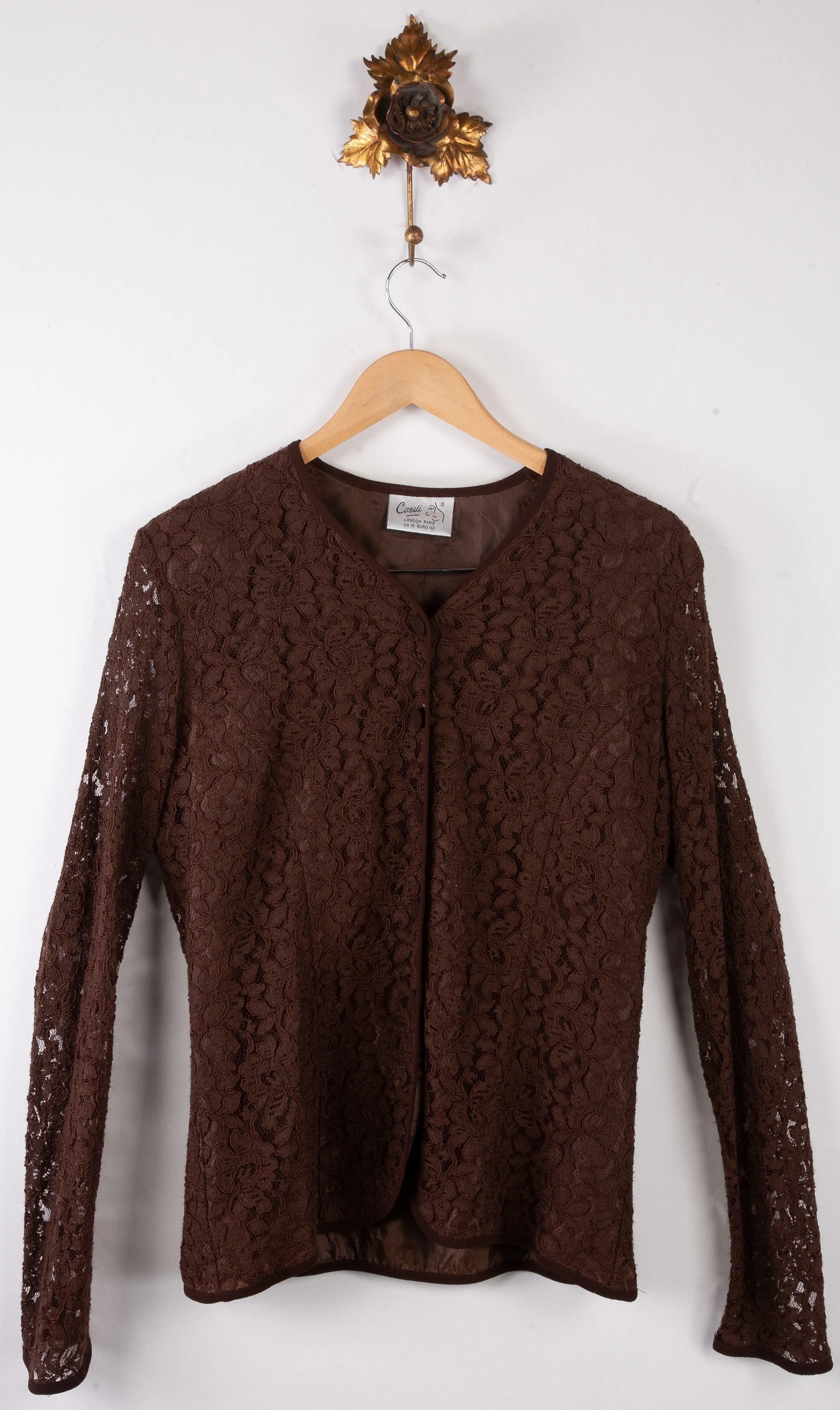 Casali London Brown Lace Overly Casual Jacket/Cardigan (14/16)