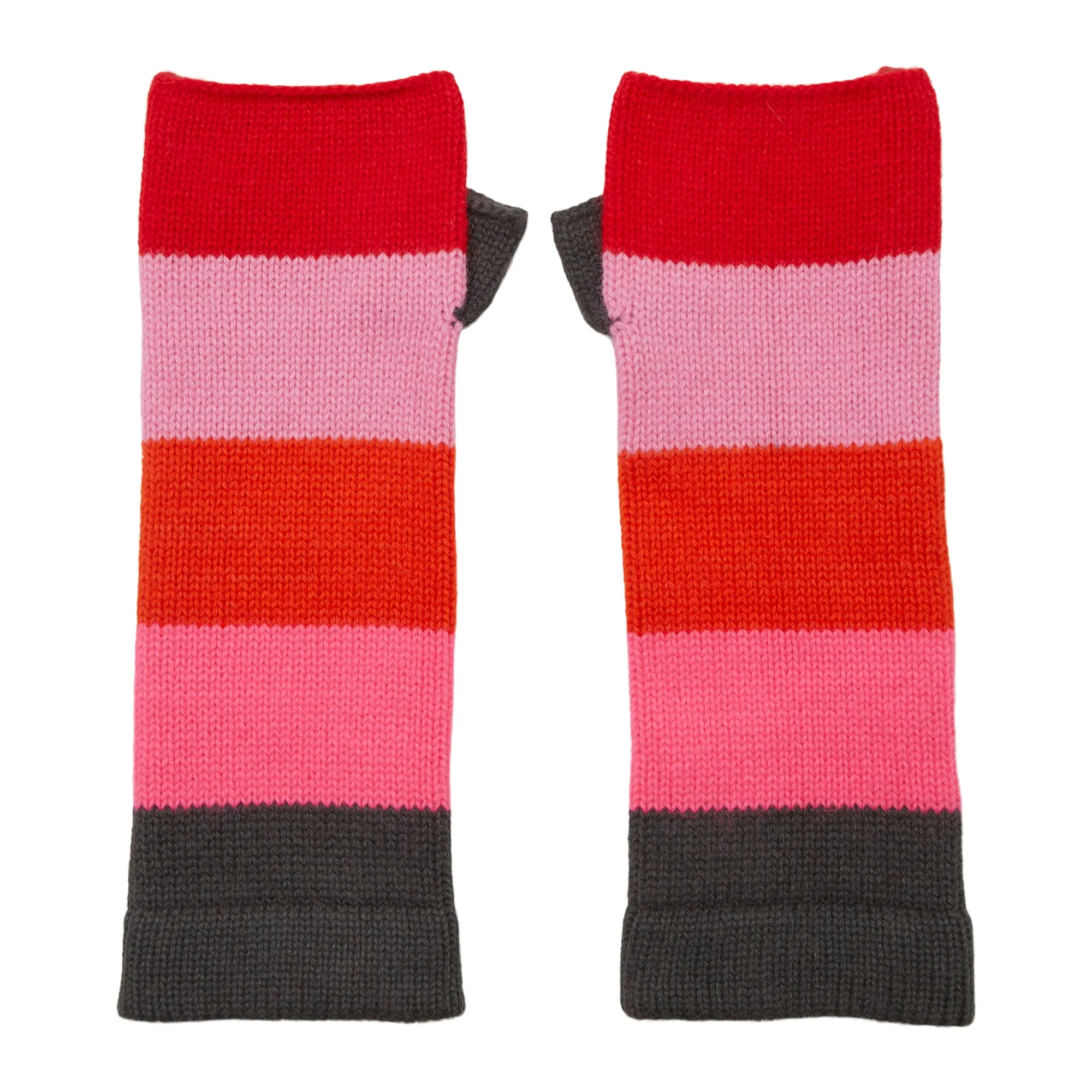 Cashmere Colour Block Wrist Warmers - Pink